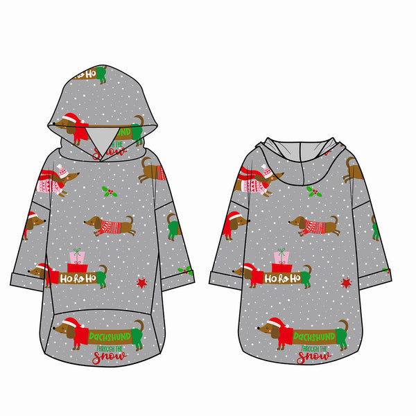 Xmas Hoodie - Dachshund Through The Snow-Grey