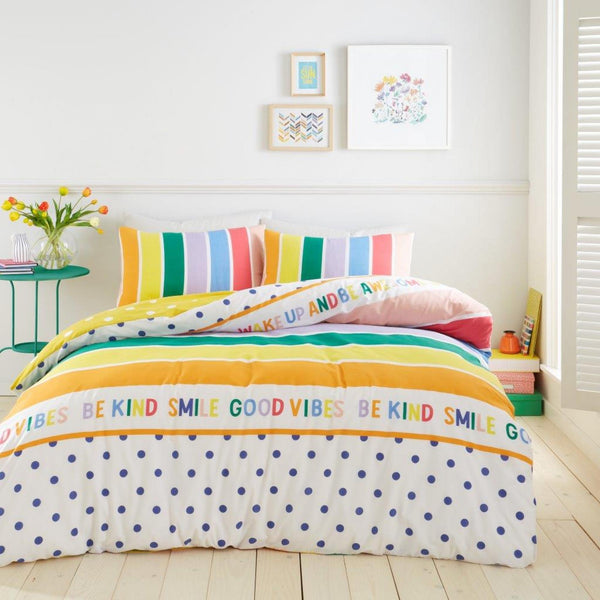 PRINTED DUVET SET HAPPY THOUGHTS MULTI