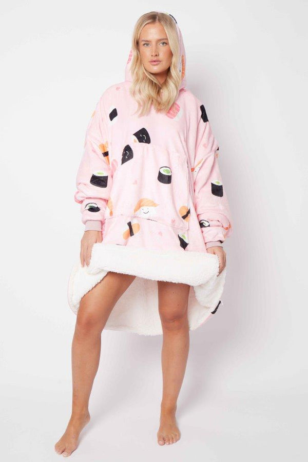 Printed Adult Hoodie - Sushi - Pink