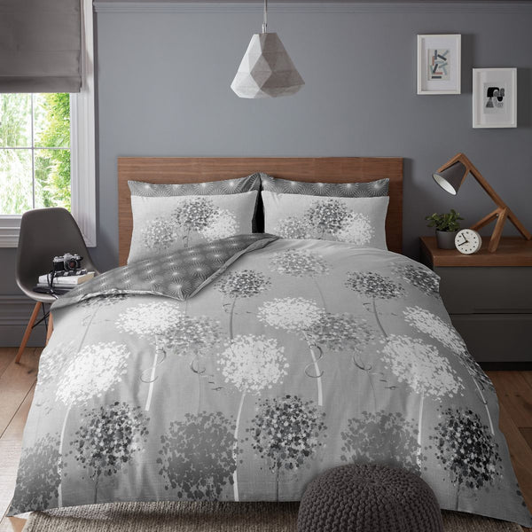 Printed Super Dreamer Botanical Dandi Grey Duvet Set