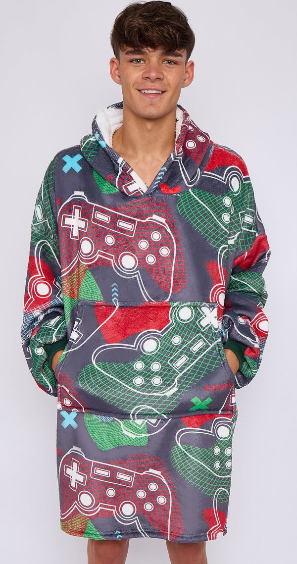 XMAS ADULT HOODIE GAMER GRID