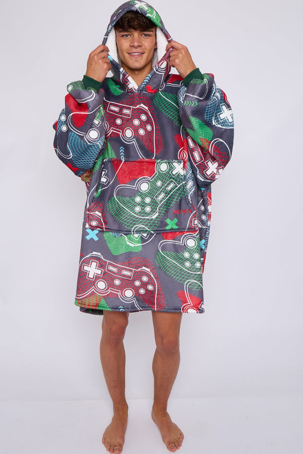 XMAS ADULT HOODIE GAMER GRID