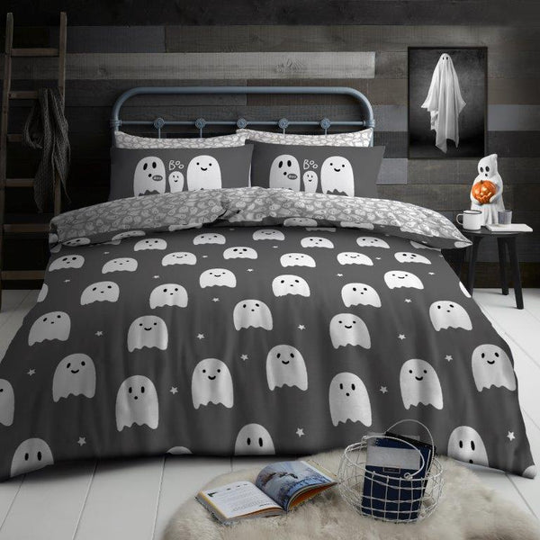 Ghost-Charcoal Duvet Cover Set