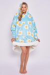 Printed Adult Hoodie - Fried Eggs-Blue