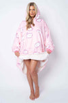Printed Adult Hoodie - Plush Cat Hoodie-Pink